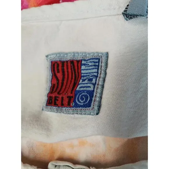 Sun Belt Denim Light Blue Size M Midi Dress ARTSY SS 🏜 Desert handpainted #CB8 - Picture 6 of 10